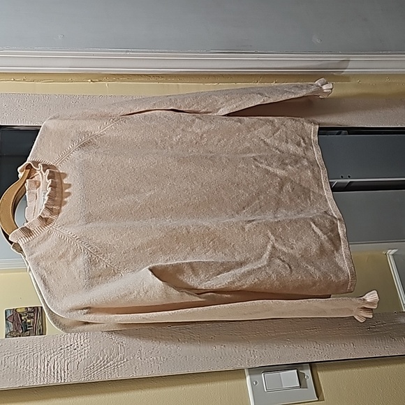 GARNET HILL 100% Cashmere Ruffled Mock Neck Sweater - S - Picture 2 of 4